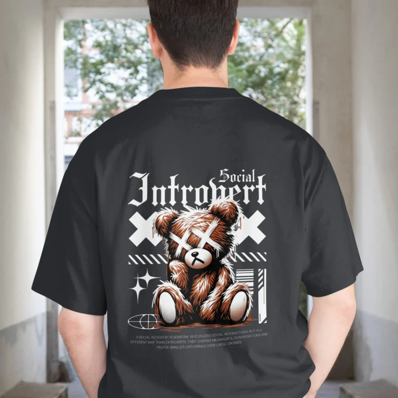 "Introvert Bear" Graphic T-Shirt - Socially Awkward Comfort Tee
