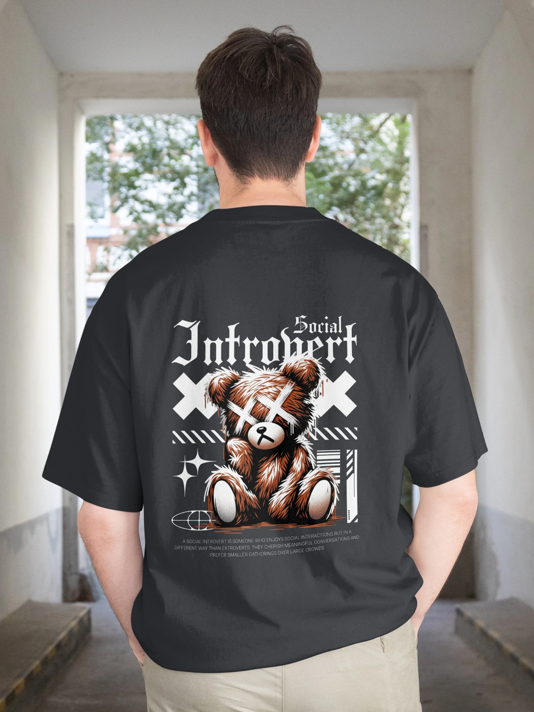 "Introvert Bear" Graphic T-Shirt - Socially Awkward Comfort Tee