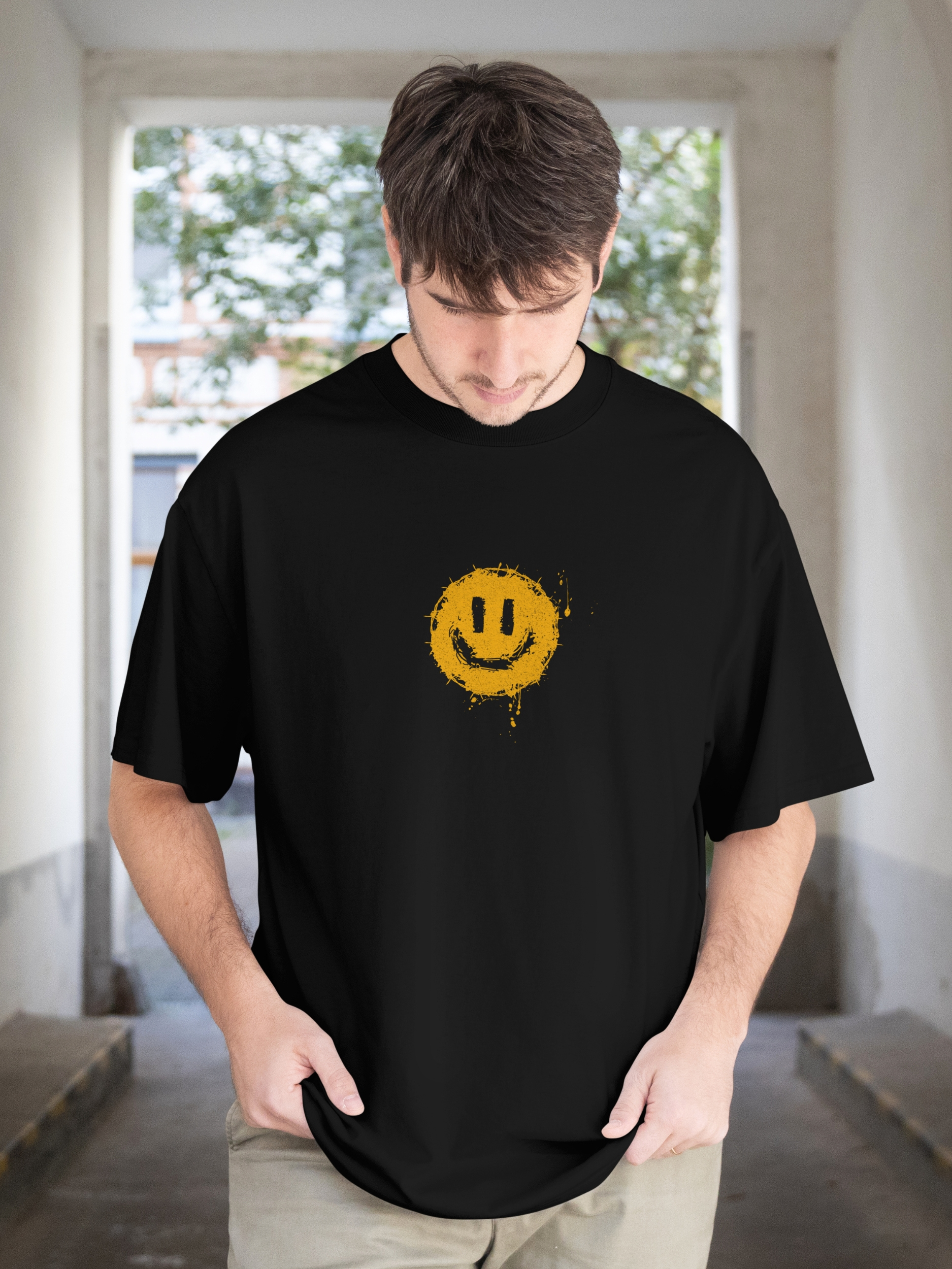 Graffiti Smiley Face T-Shirt | Street Art Print Tee - Image 2