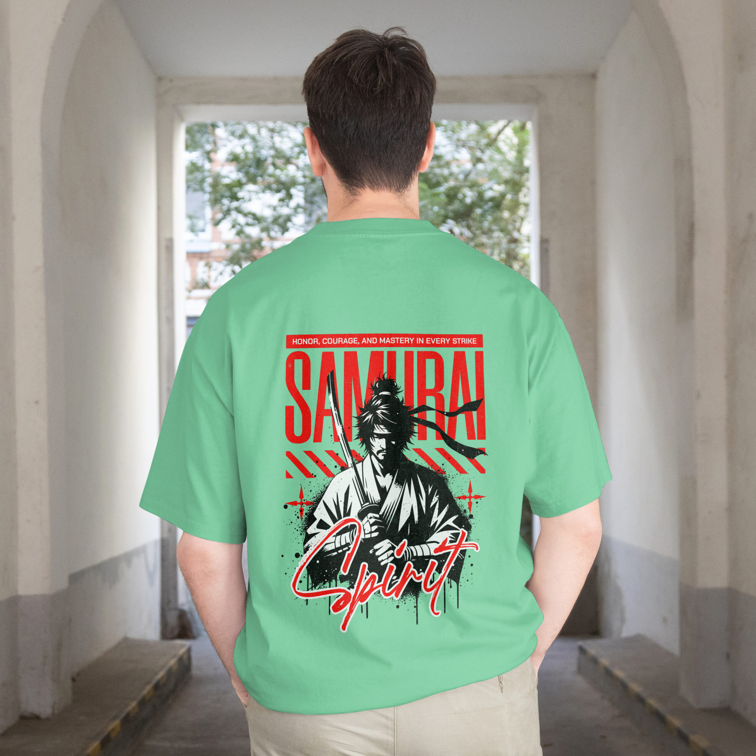 Samurai Spirit "Honor & Courage" Back Print T-Shirt